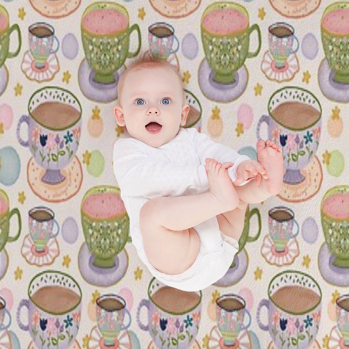 Fancy A Cup of Tea Watercolour Pattern Throw Blanket