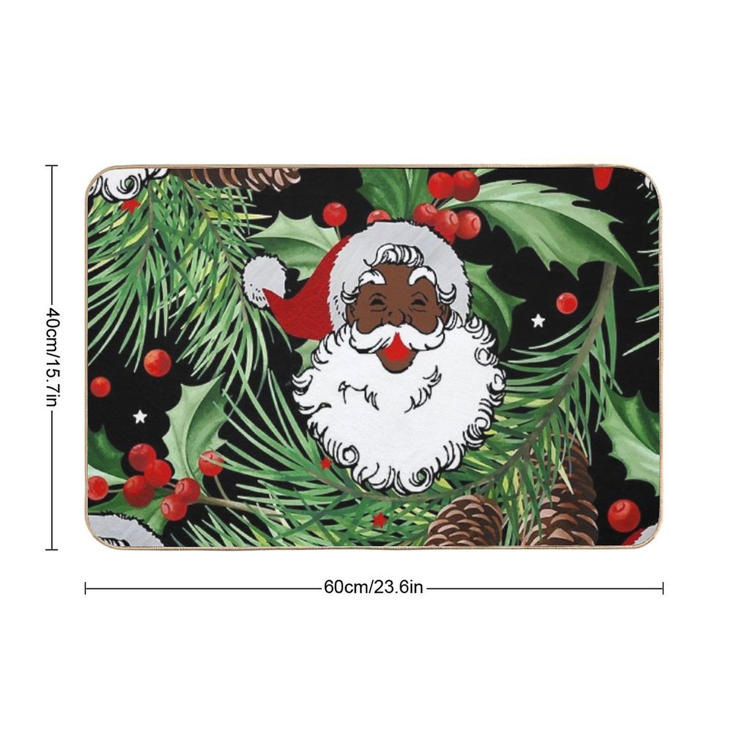 Xmas Black Santa Claus Bath Mat