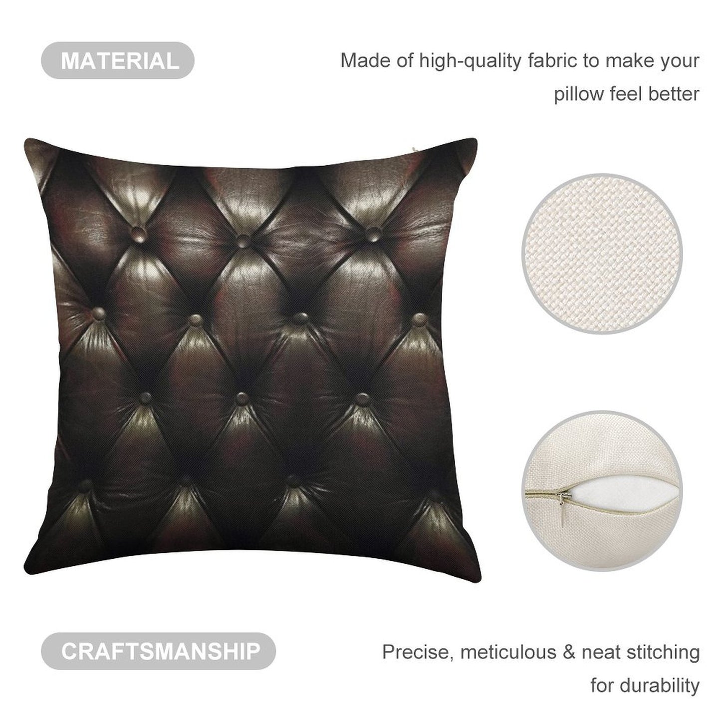 Chesterfield Natural Linen Throw Pillow Cover