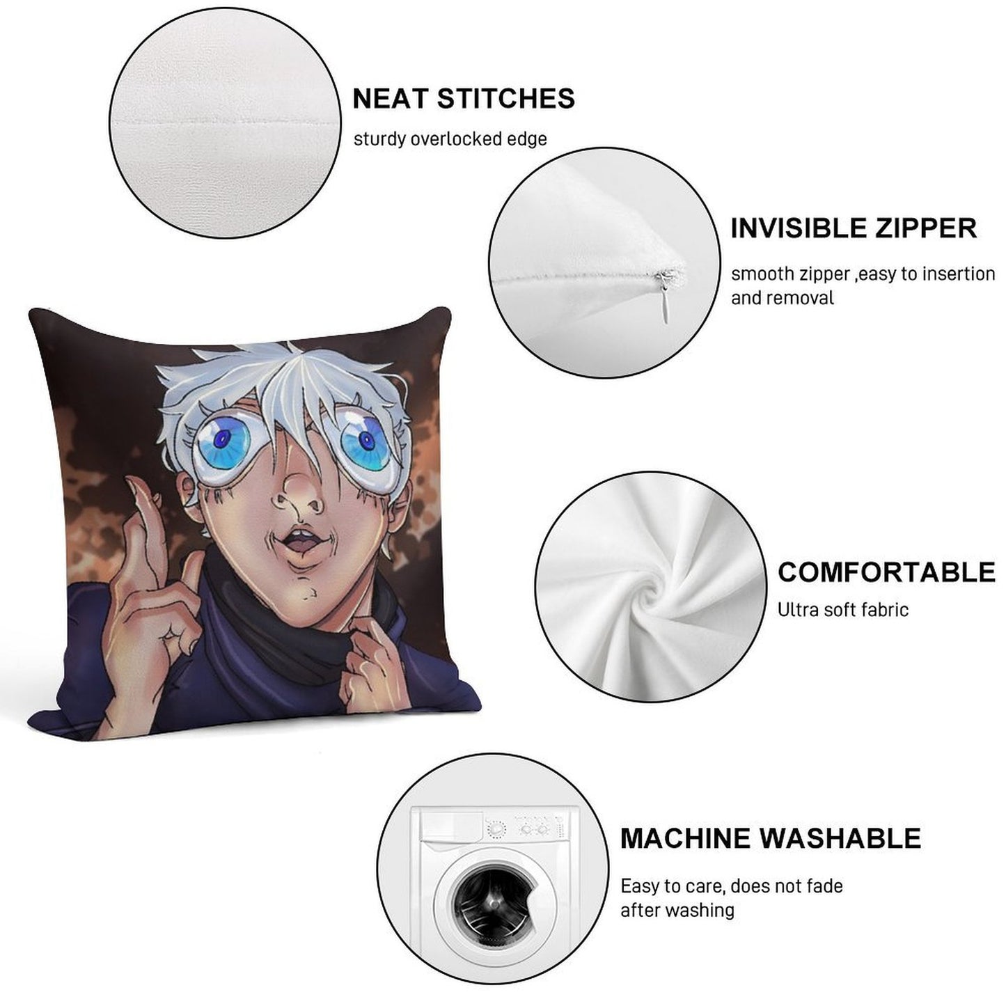 Bug Eyed Gojo Soft Durable Construction Throw Pillow
