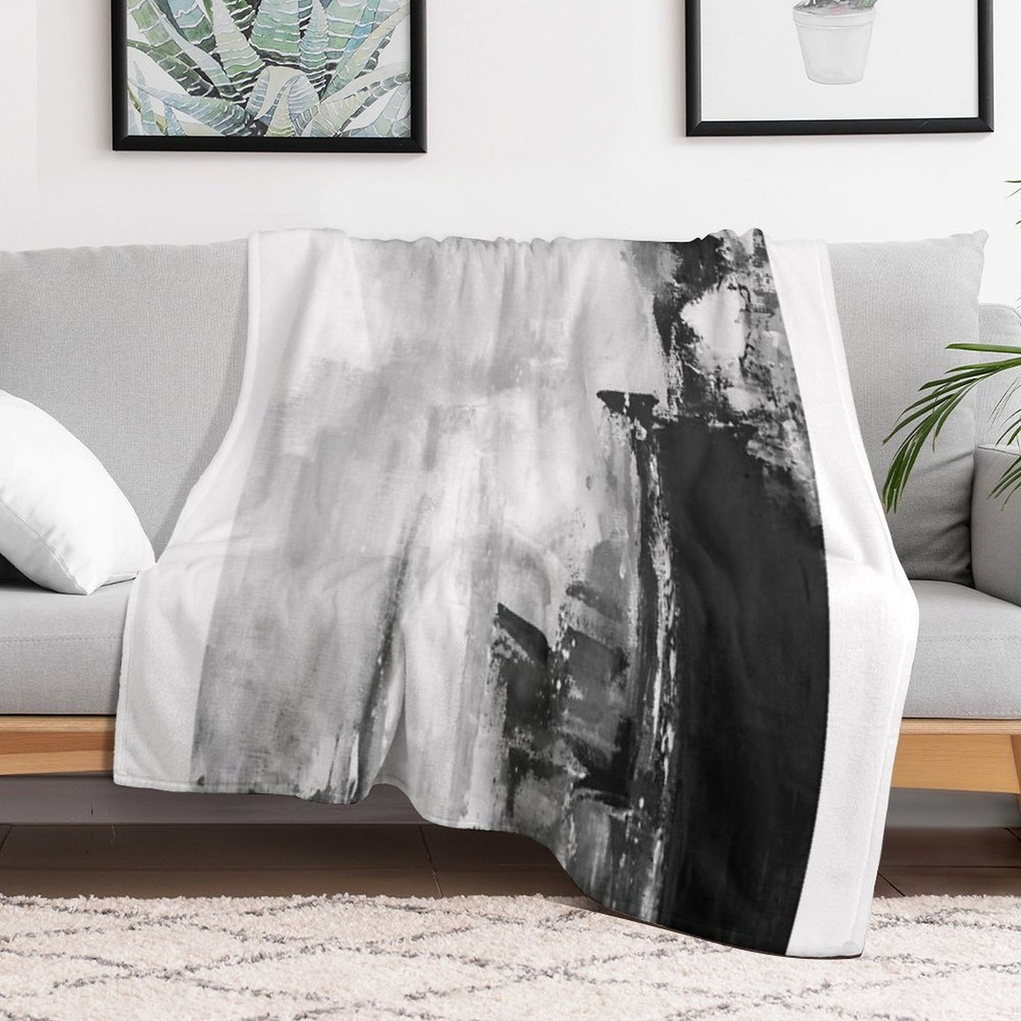 Gray Abstract Throw Blanket