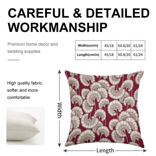 Florence Broadhurst Inspired Design - Red Linen Throw Pillow Cover