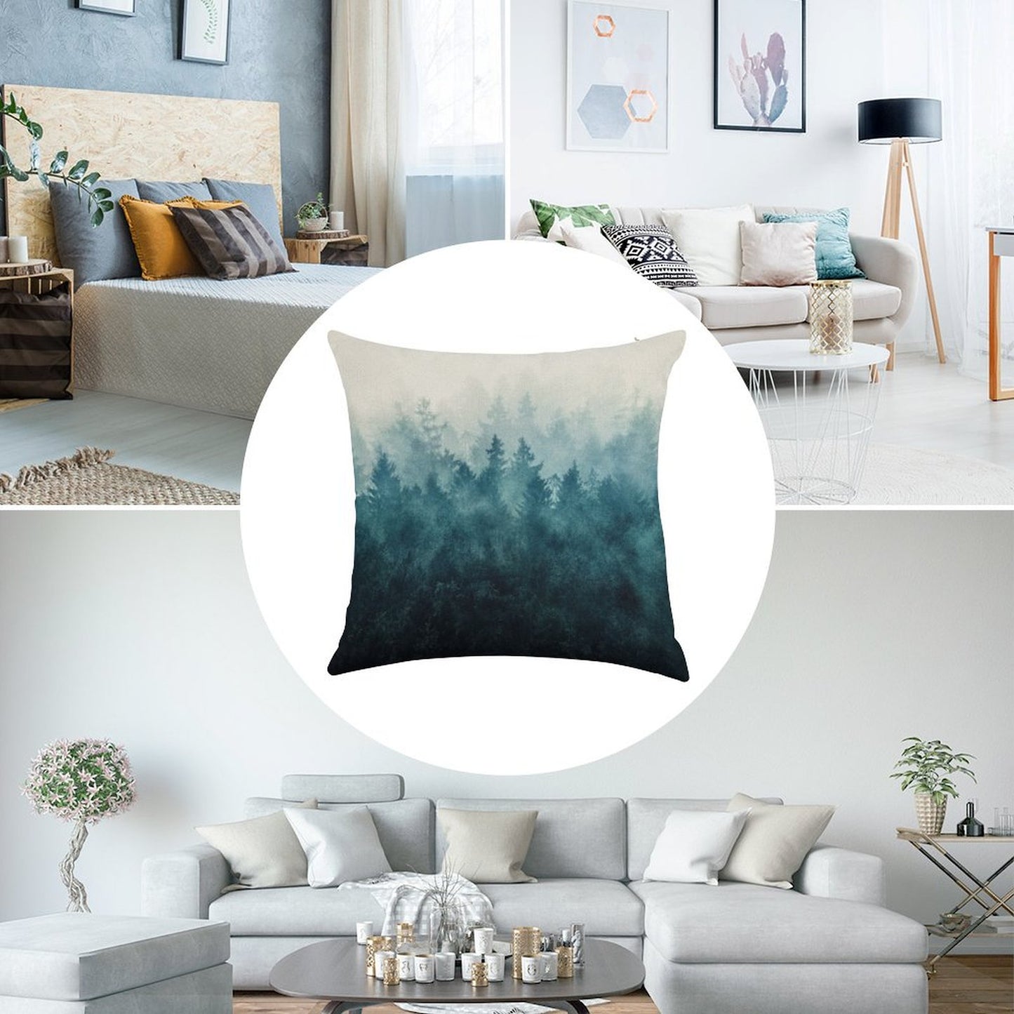 The Heart Of My Heart So Far From Home In A Misty Foggy Fall Wilderness Forest Linen Throw Pillow Cover