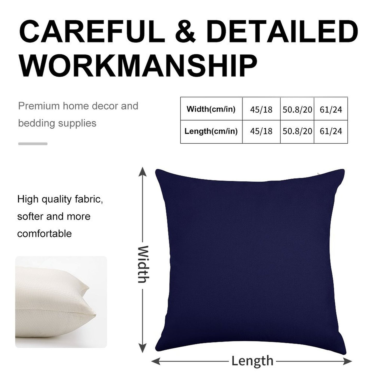 Navy Blue Solid Color Linen Throw Pillow Cover