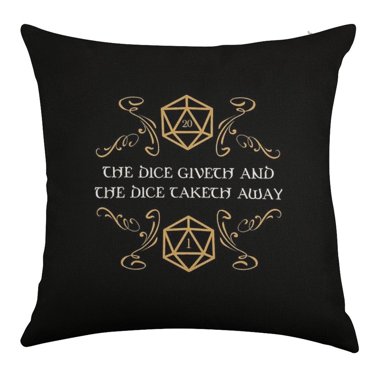The Dice Giveth And Taketh Away Natural 20 And Critical Fail Linen Throw Pillow Cover