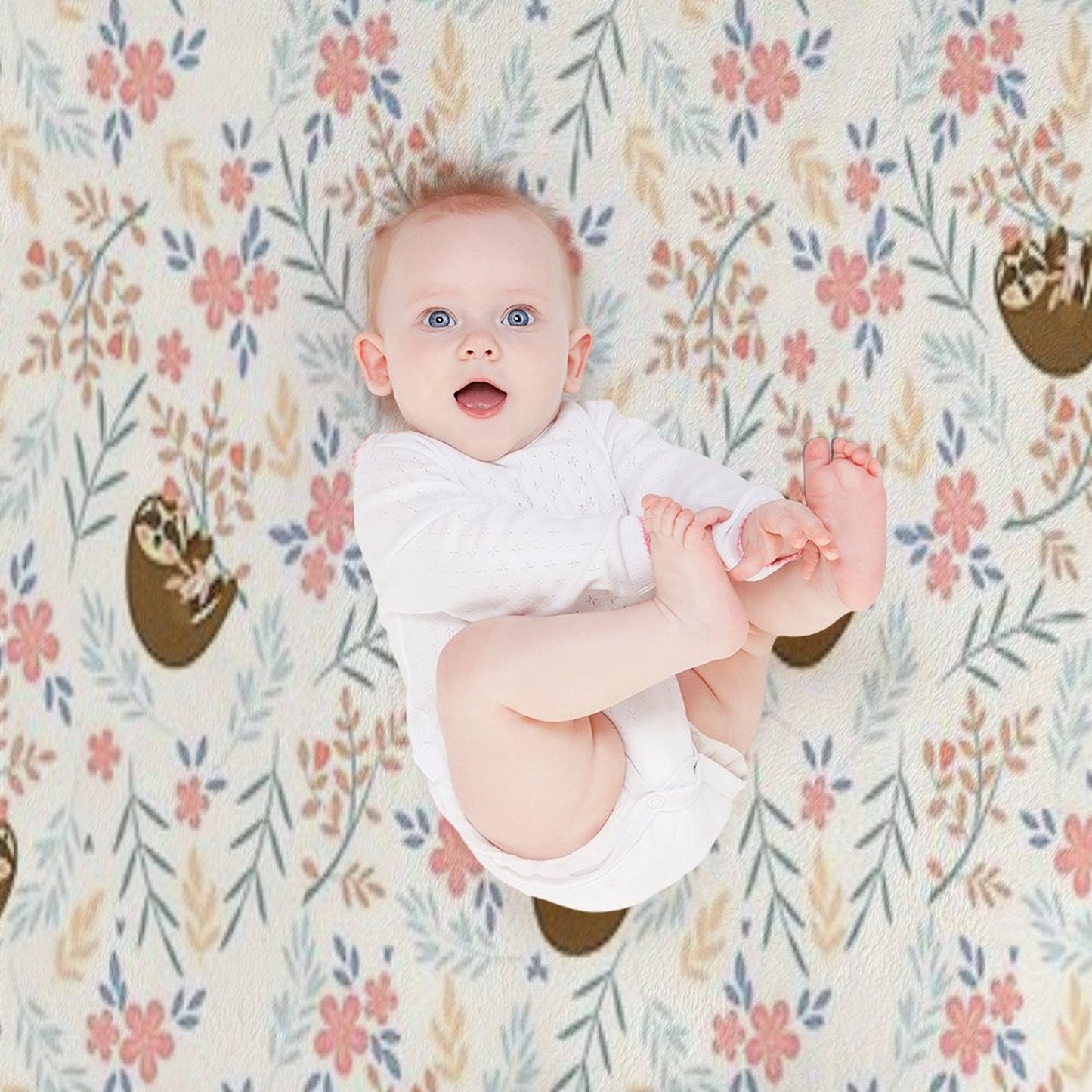 Baby Flower With Sloth Throw Blanket