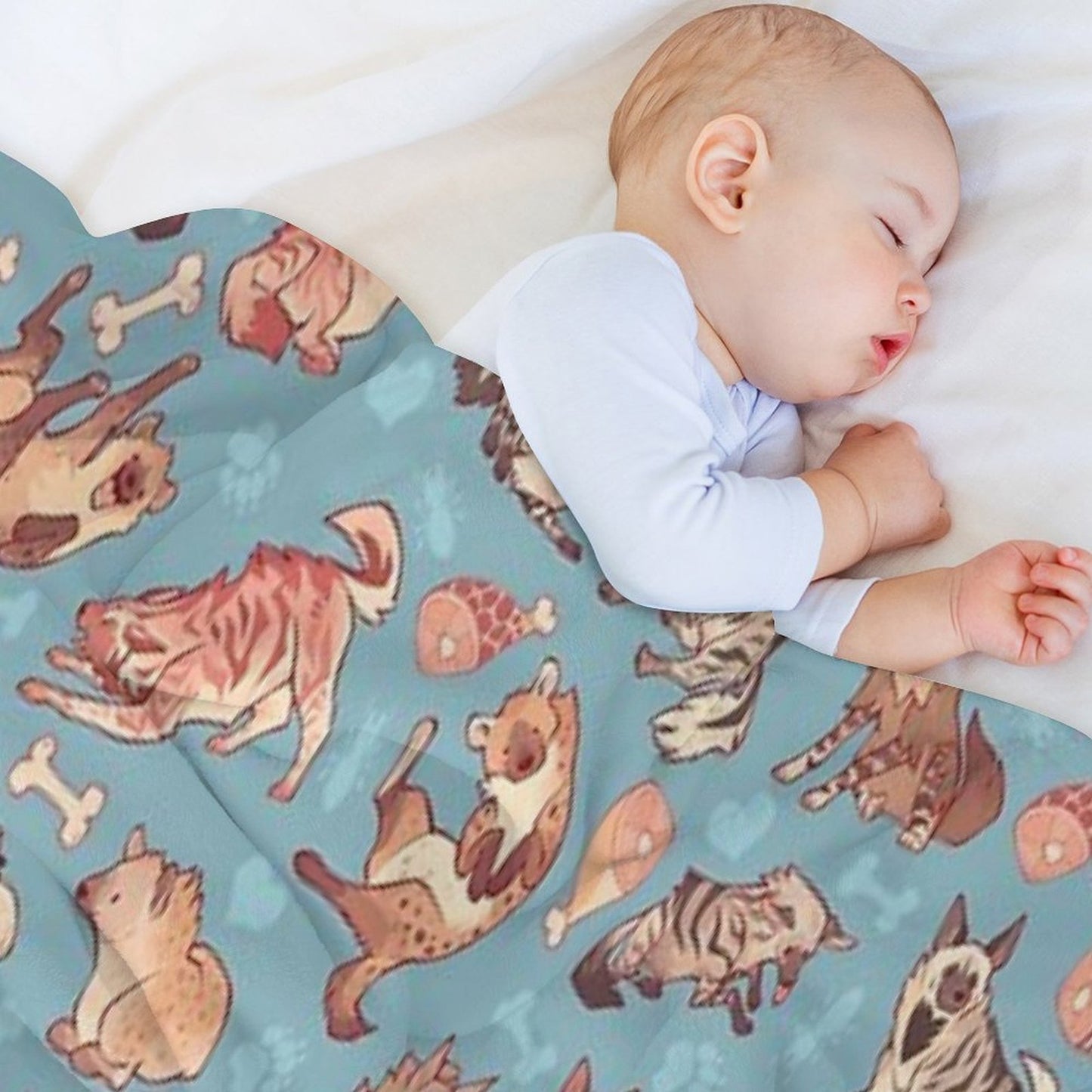 Hyenas in Cerulean Throw Blanket