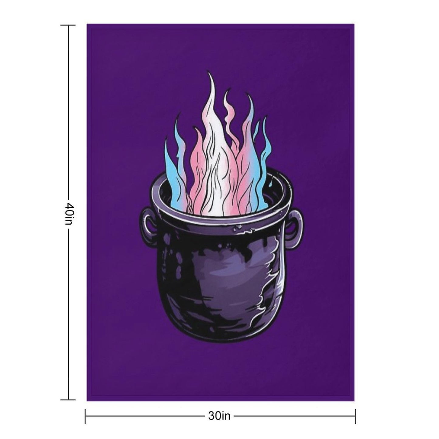 Trans Pride Flag Witches Cauldron , Transgender Witchy Design Throw Blanket