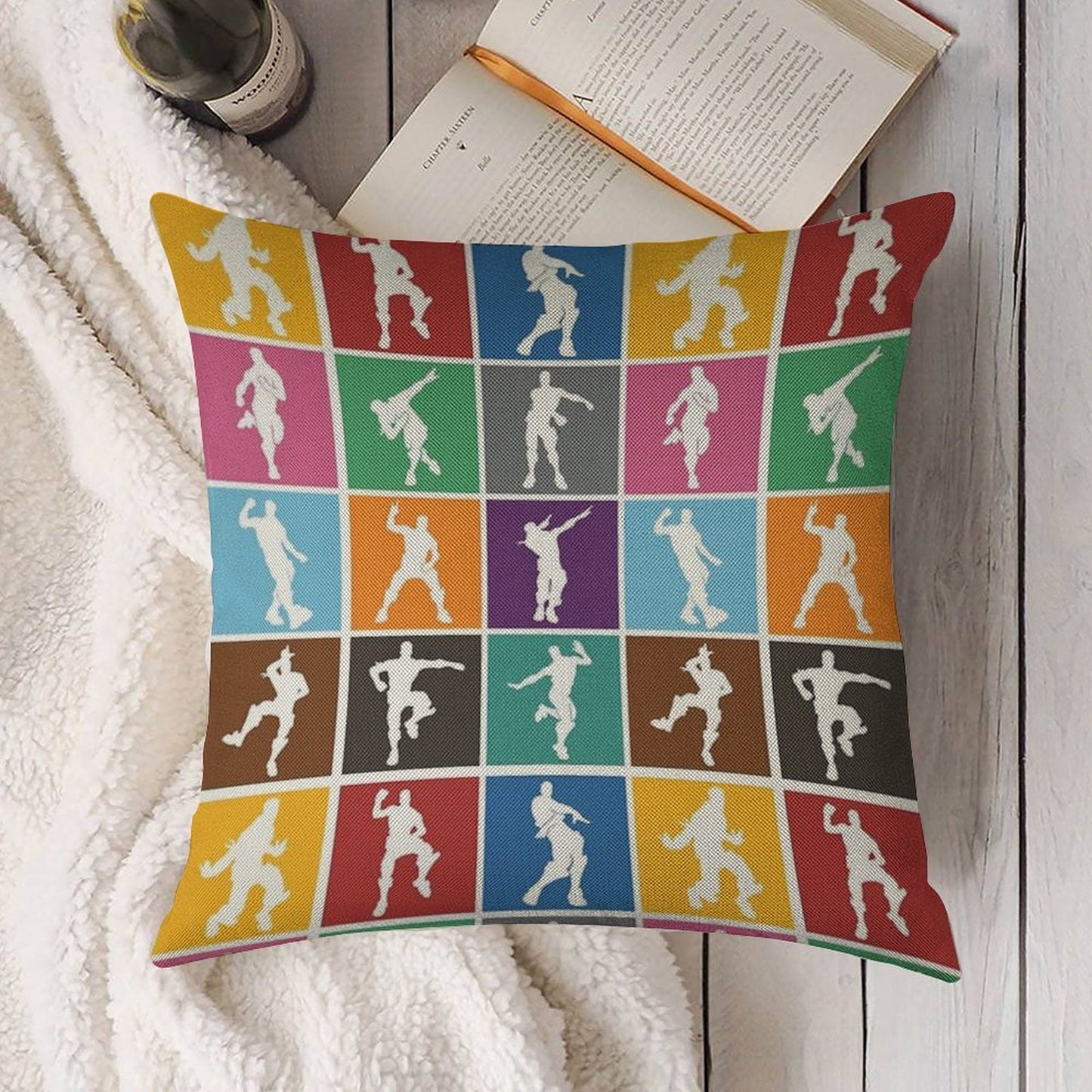 Battle Royale Victory Dance Rainbow Lattice Funny Linen Throw Pillow Cover