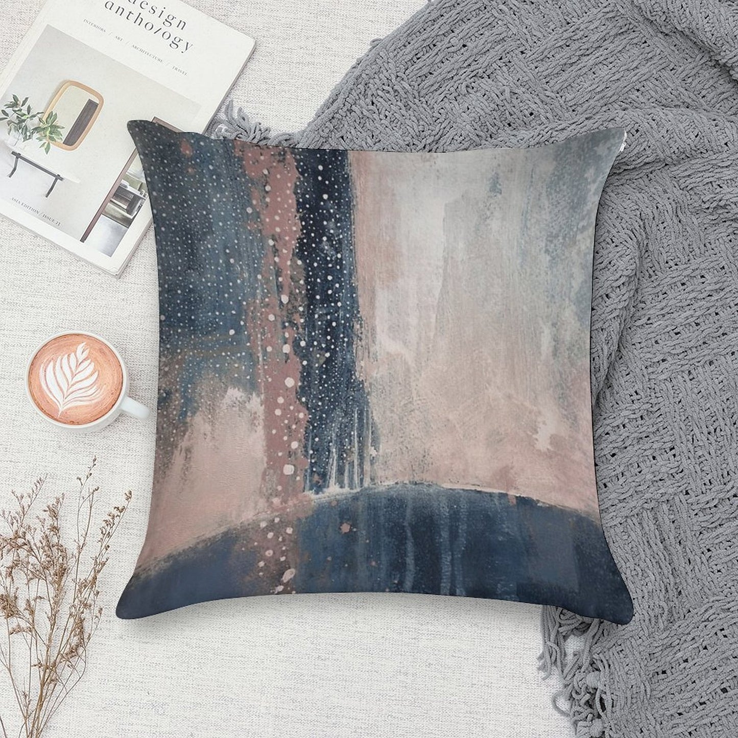 Pink Blue Abstract Soft Style Accent Throw Pillow