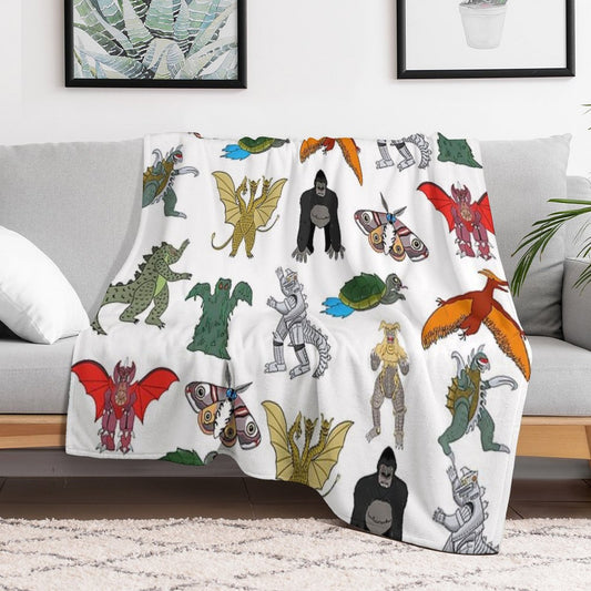 Colorful Kaiju Throw Blanket