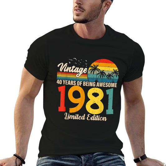 Vintage 1981 40th Birthday 40 Years Old Gift Men Women Affordable Price T-Shirt