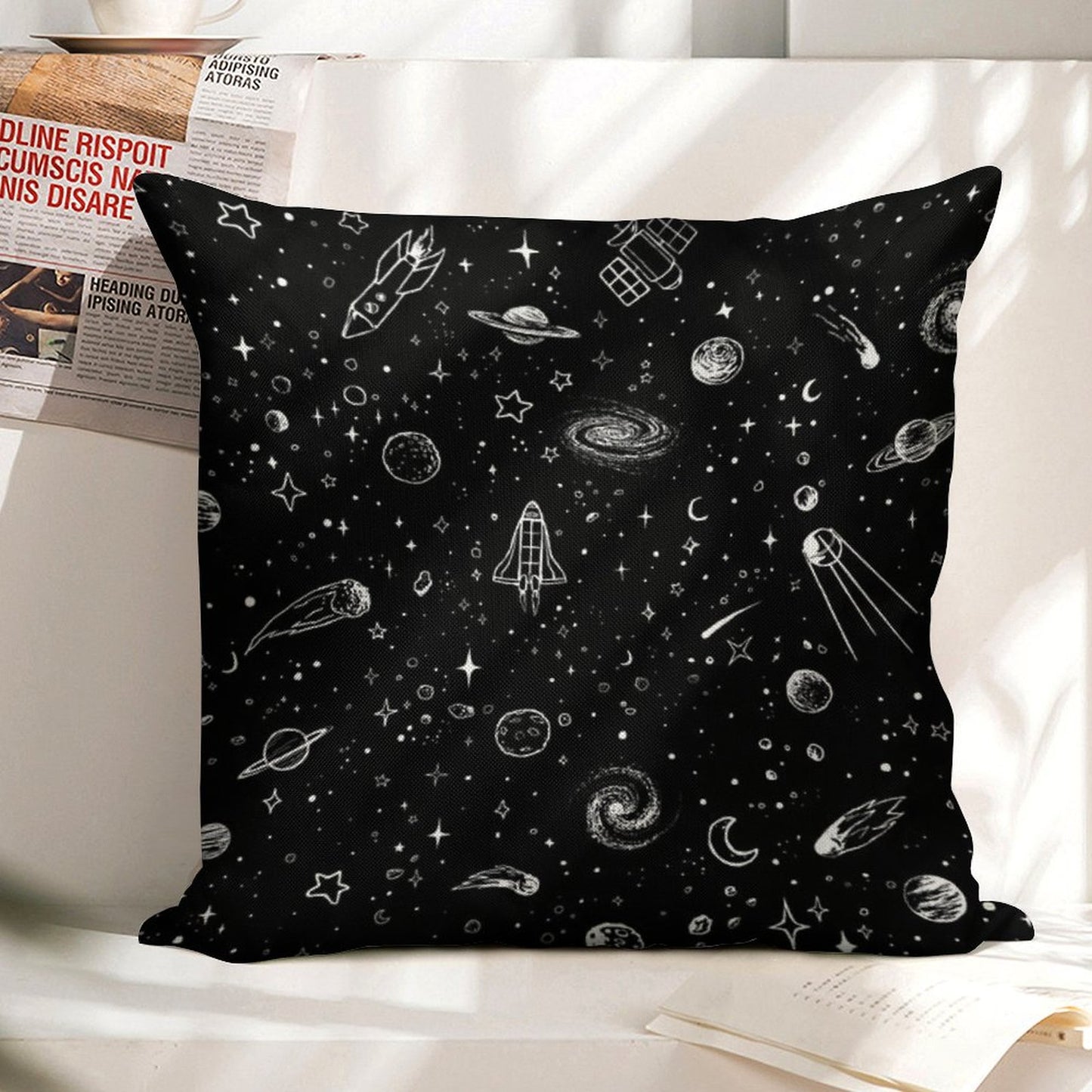 Space Linen Throw Pillow Cover