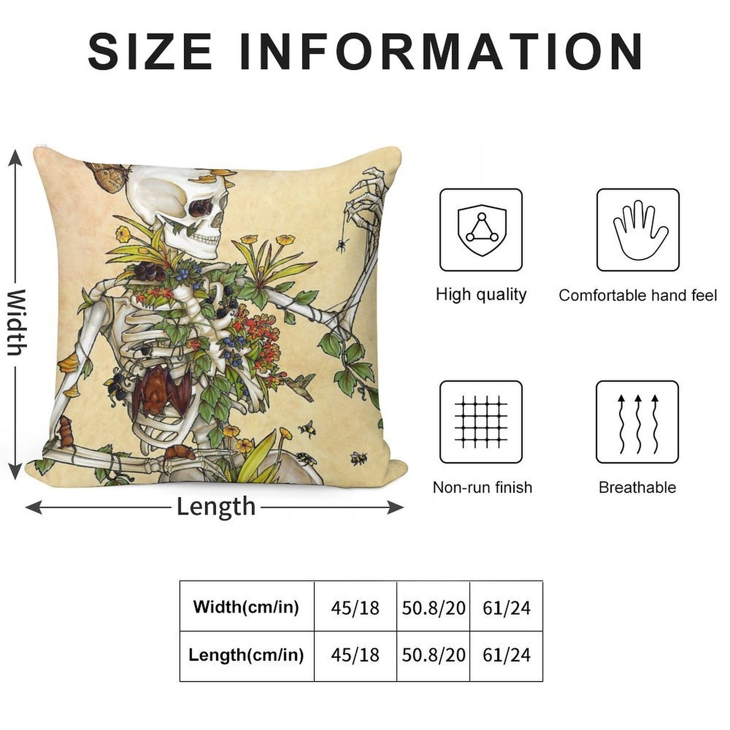 Bones And Botany Soft Shrink-Resistant Throw Pillow