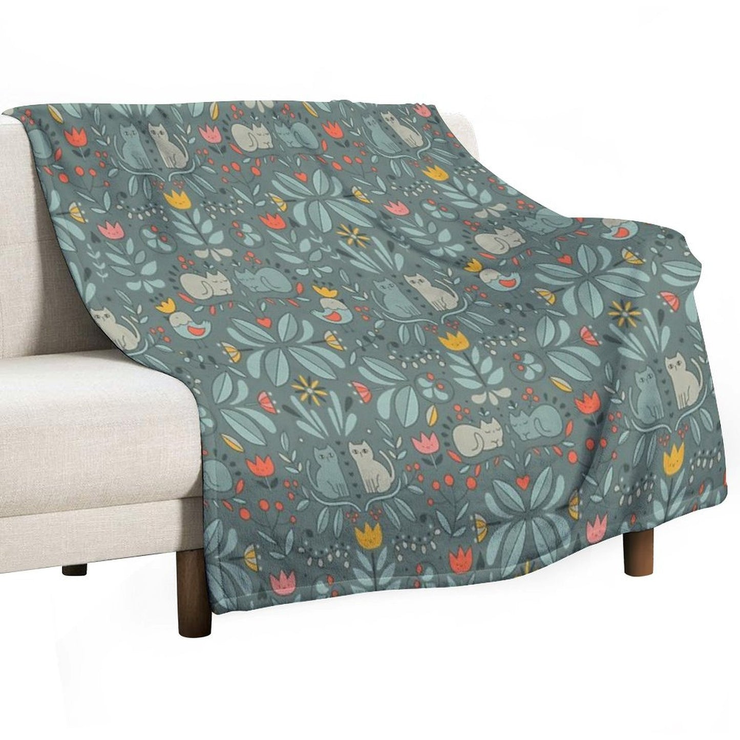 Swedish Folk Cats Throw Blanket