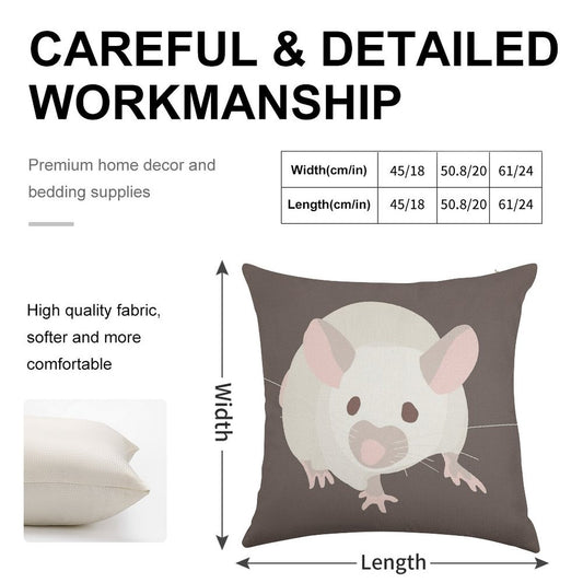 Pet Portrait White Mouse with Red Eyes Linen Throw Pillow Cover