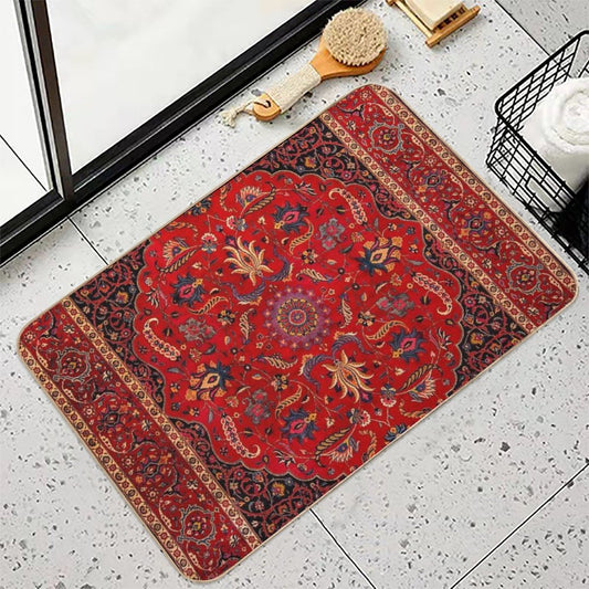 Red Persian Rug Bath Mat