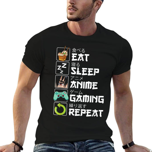 Eat Sleep Anime Gaming Repeat Kawaii Otaku Anime Manga T-Shirt