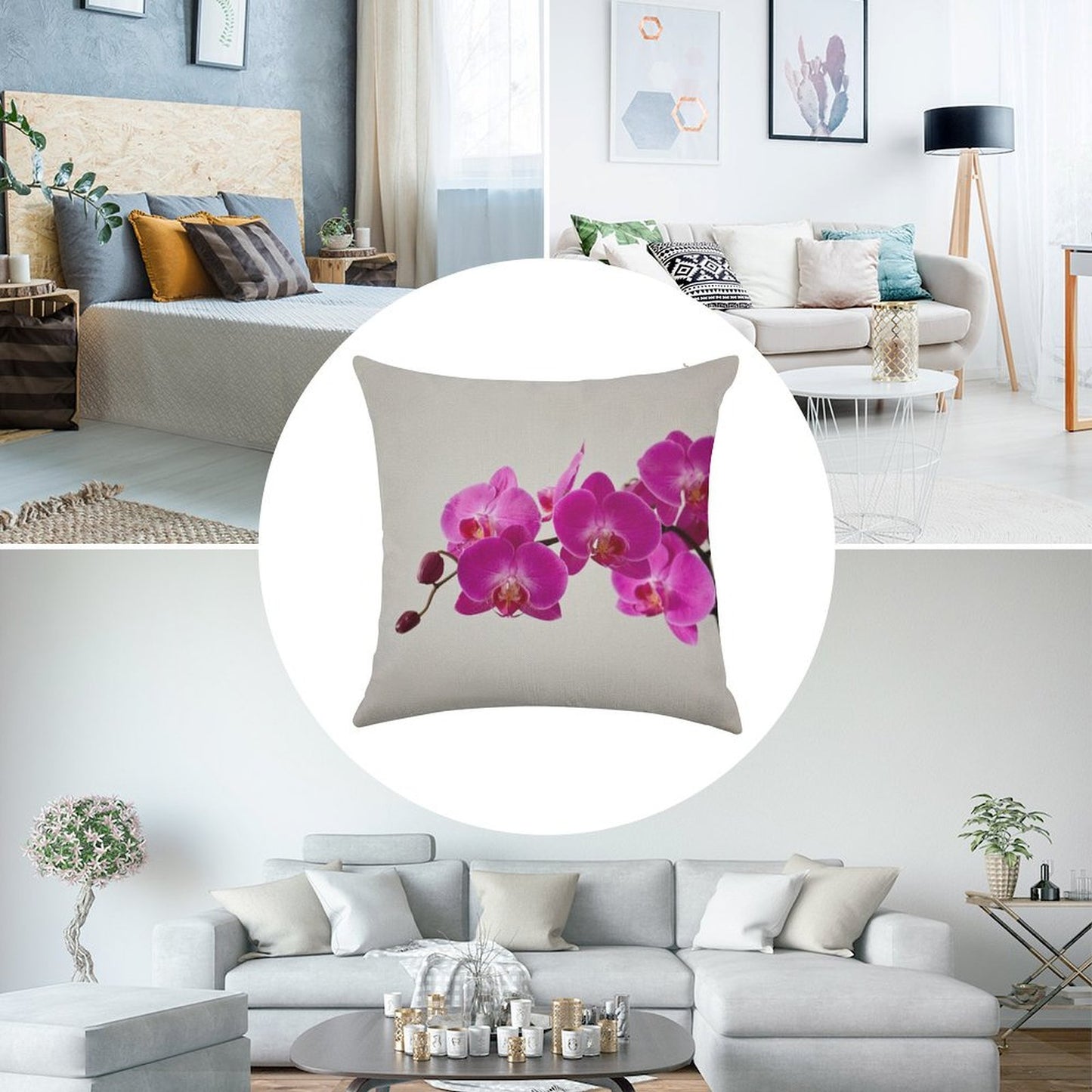 Fuchsia Magenta Linen Throw Pillow Cover