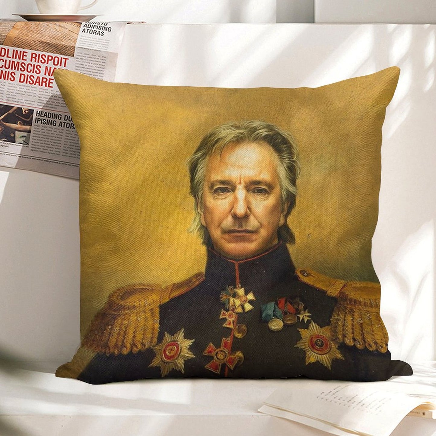 Alan Rickman - Replaceface Linen Throw Pillow Cover