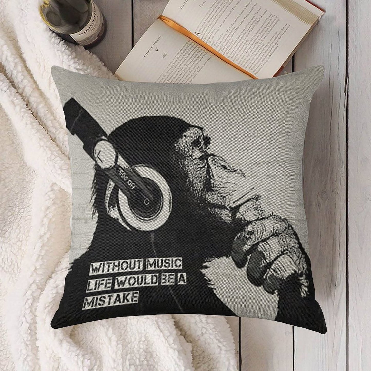 Without Music Life Would Be A Mistake Linen Throw Pillow Cover