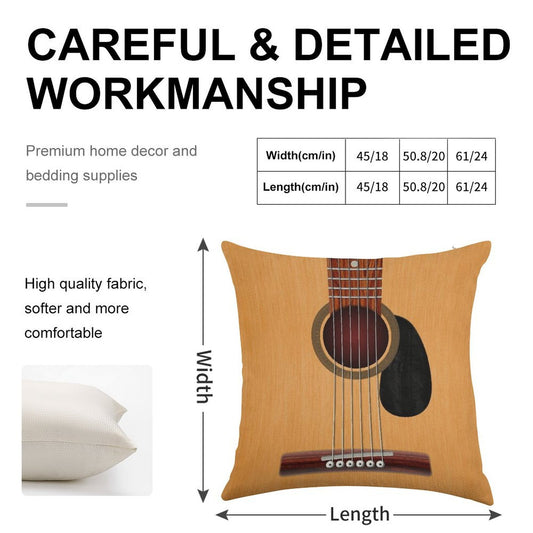 Acoustic Guitar Linen Throw Pillow Cover