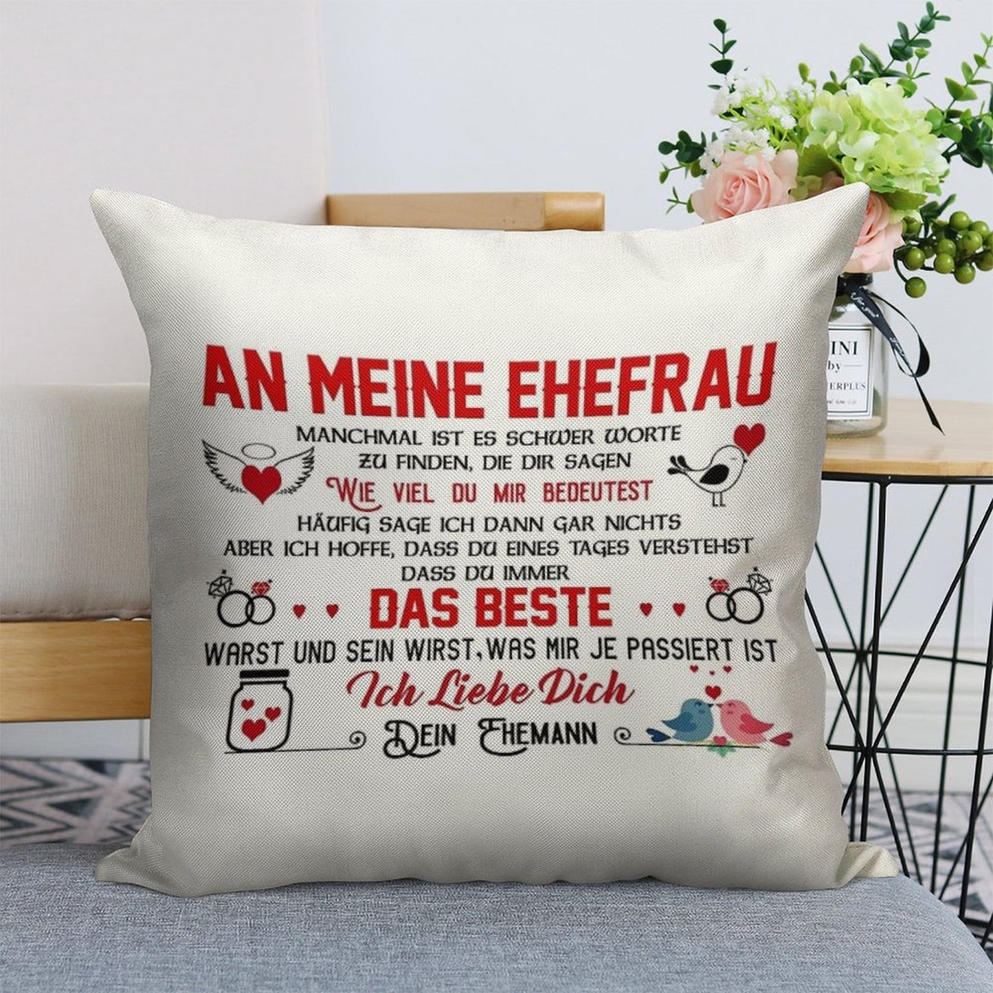 Gift for My Wife Perfect Gift Linen Throw Pillow Cover