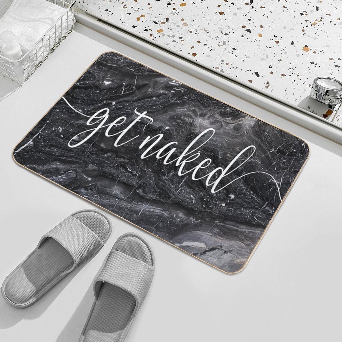 Get Naked Black Marble Bath Mat