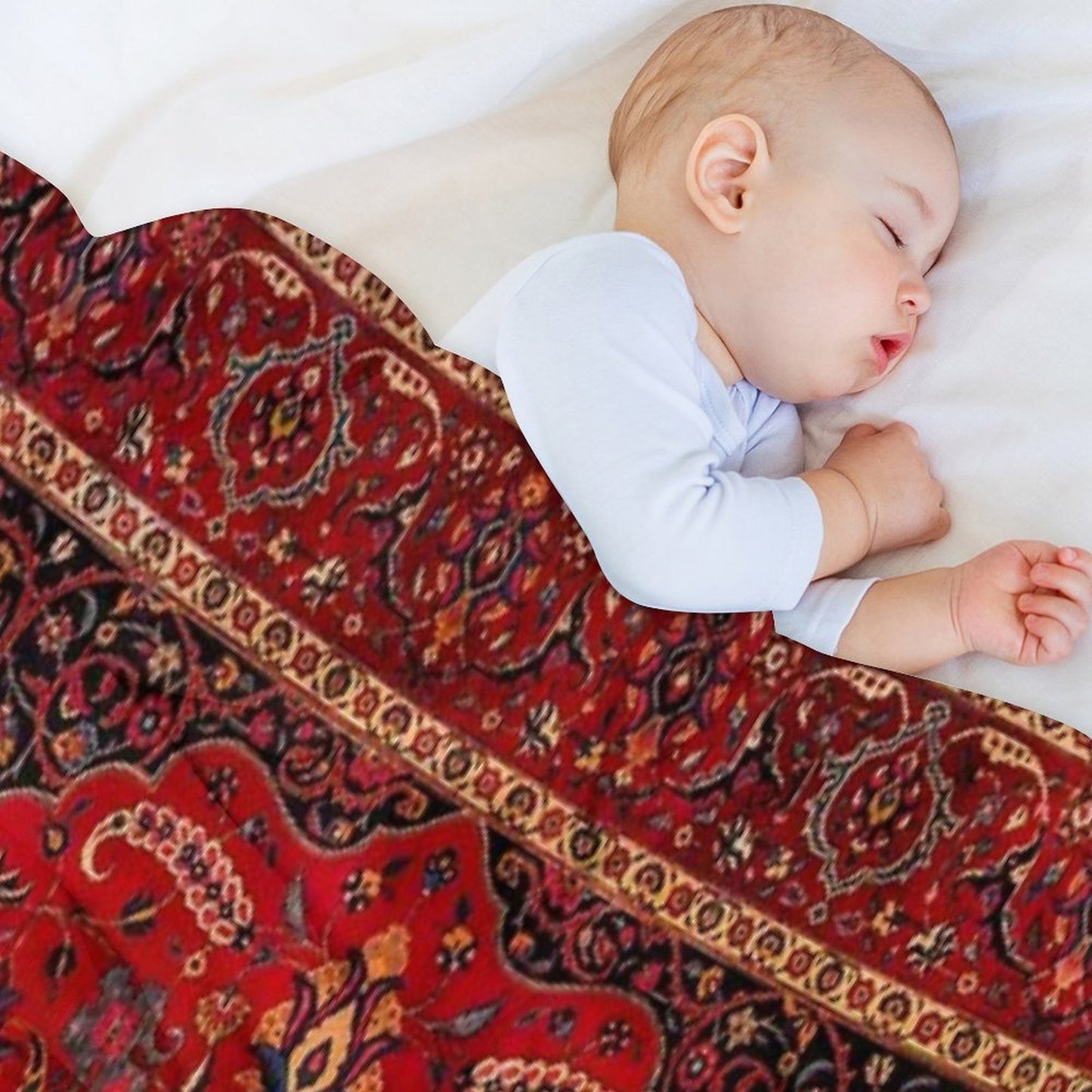 Red Persian Rug Throw Blanket