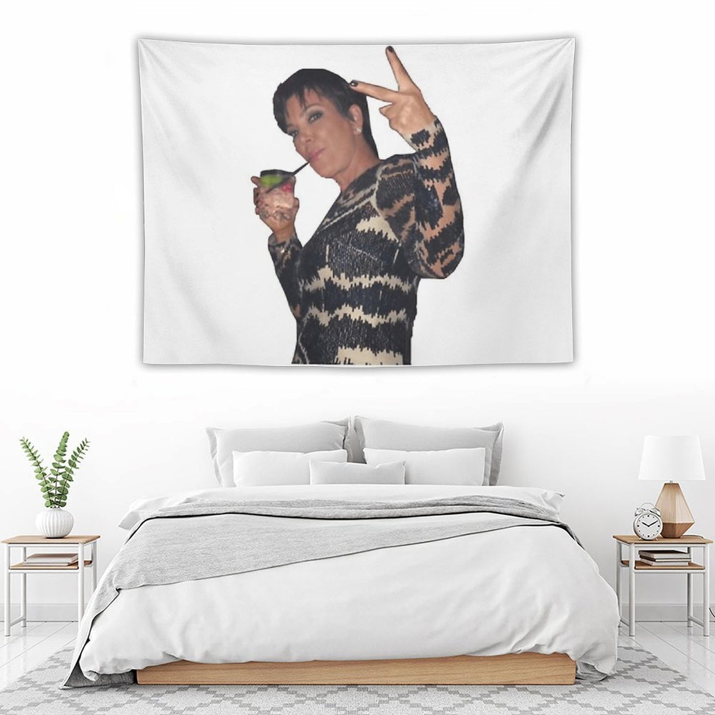 Kris Jenner Peace Sign Tapestry