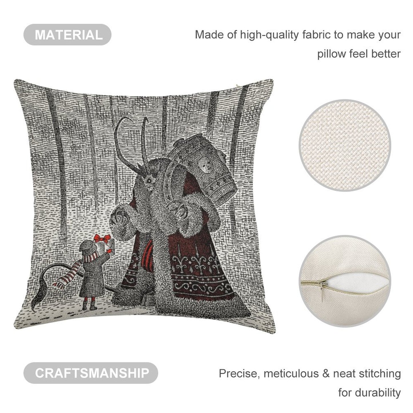 A Gift For Krampus Linen Throw Pillow Cover