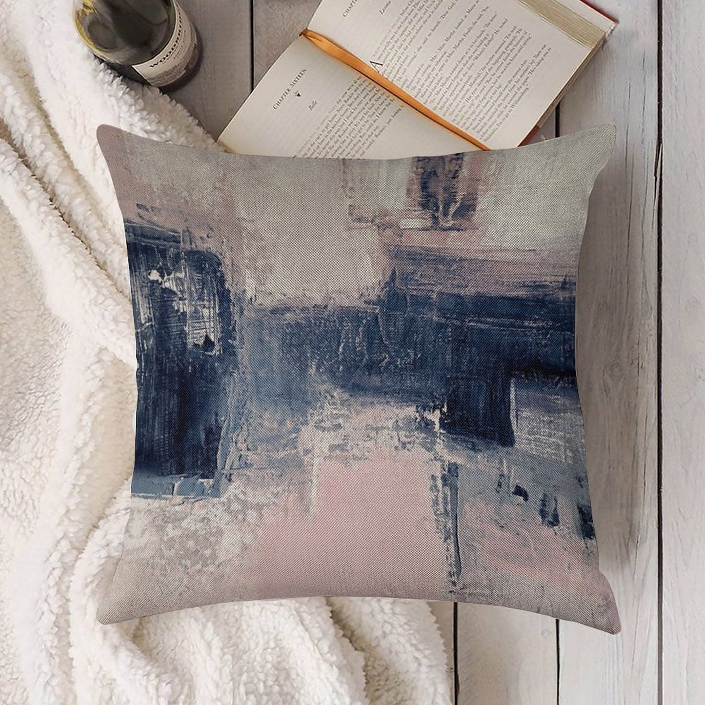 Pink And Navy 2 Linen Throw Pillow Cover