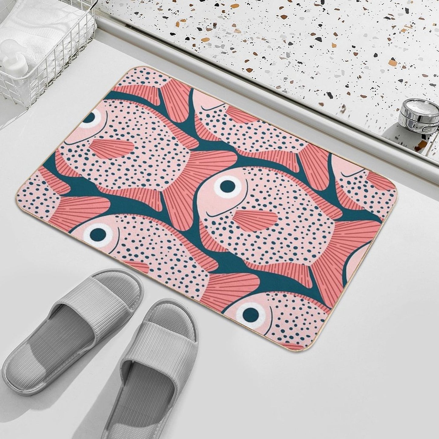 Fish Pattern Pet-Safe Bath Mat