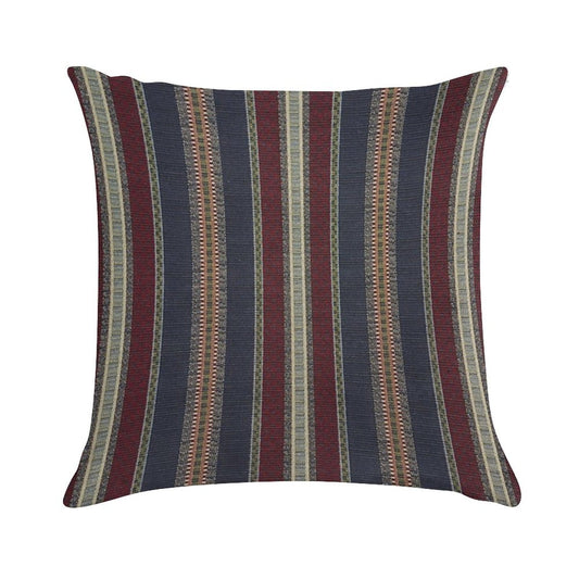 Navy Stripe Burgundy And Dark Blue Country Tapestry Soft Gift Ready Throw Pillow