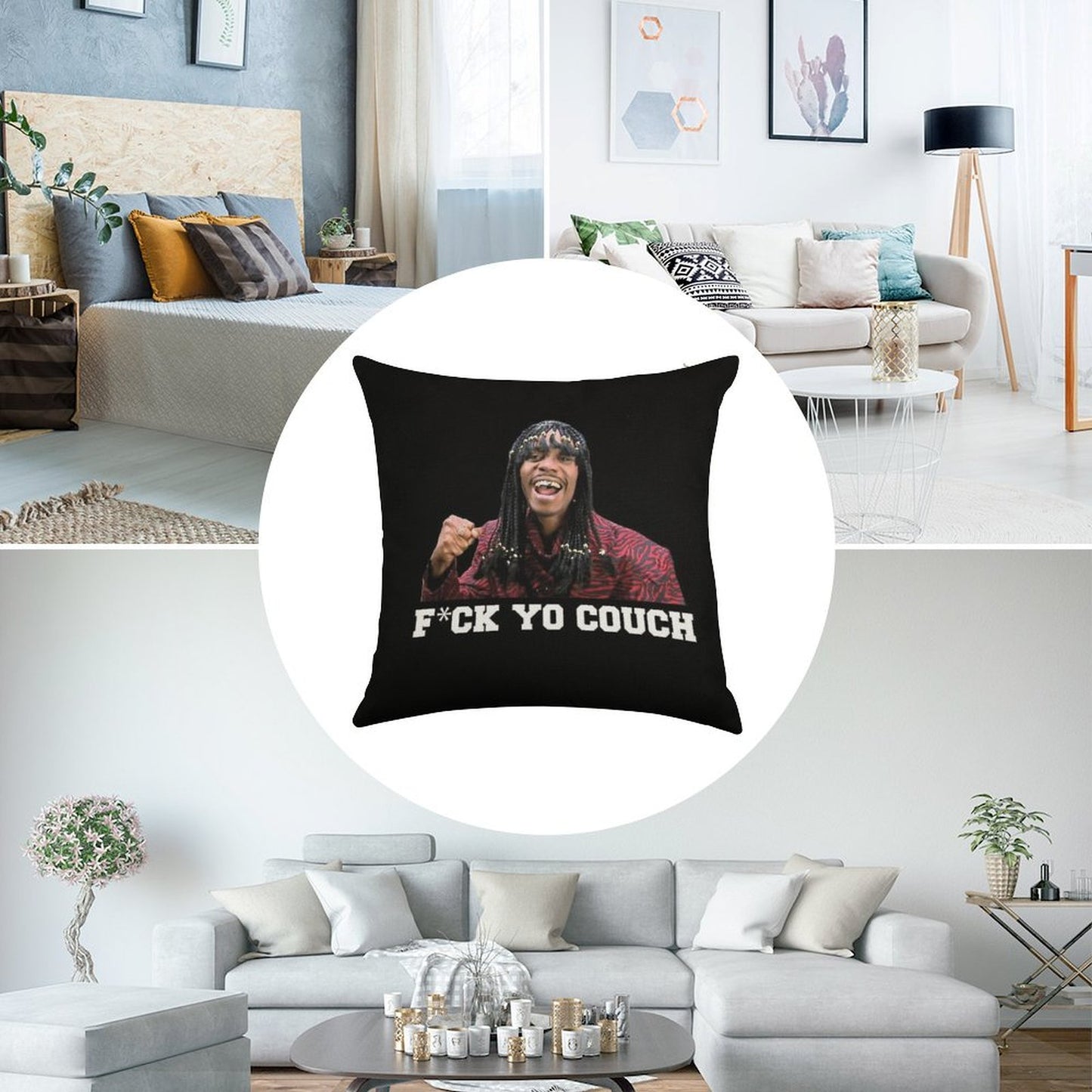 Fck Yo Couch Linen Throw Pillow Cover