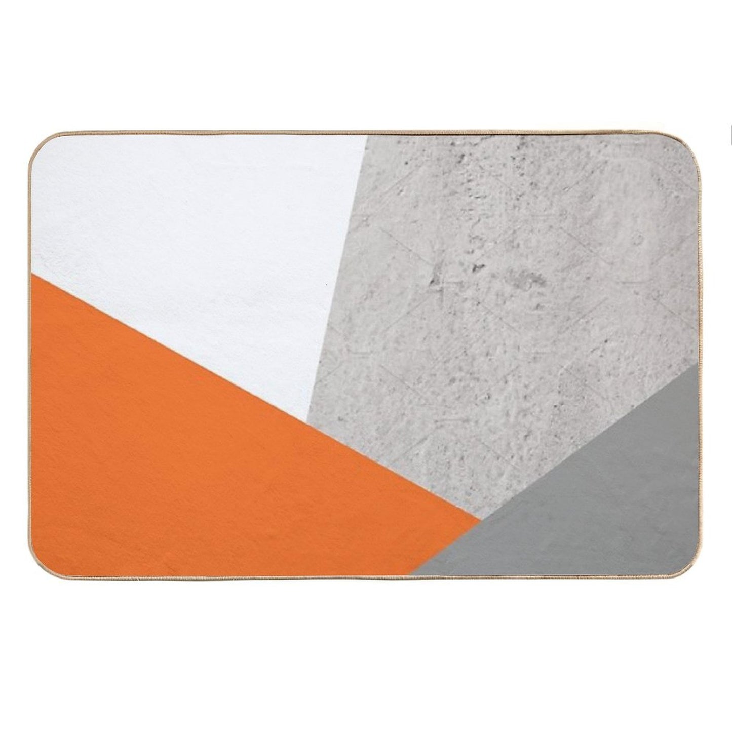Grey Orange And Concrete Color Block Bath Mat