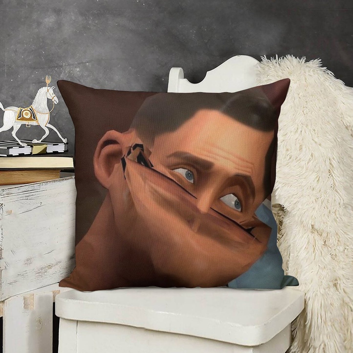 Team Fortress 2 TF2 Scout Face Linen Throw Pillow Cover