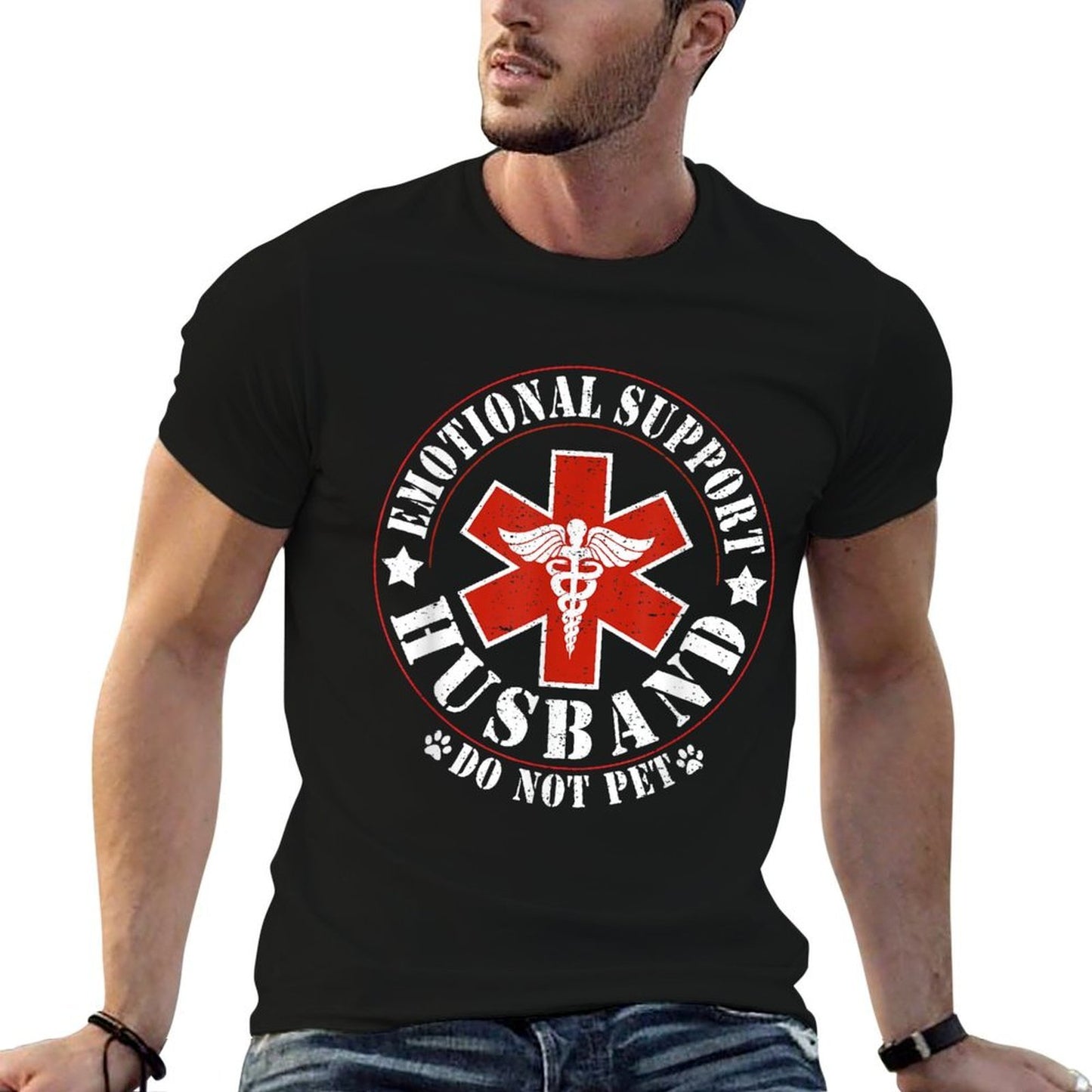 Emotional Support Husband Do Not Pet Funny Mens Husband Versatile T-Shirt