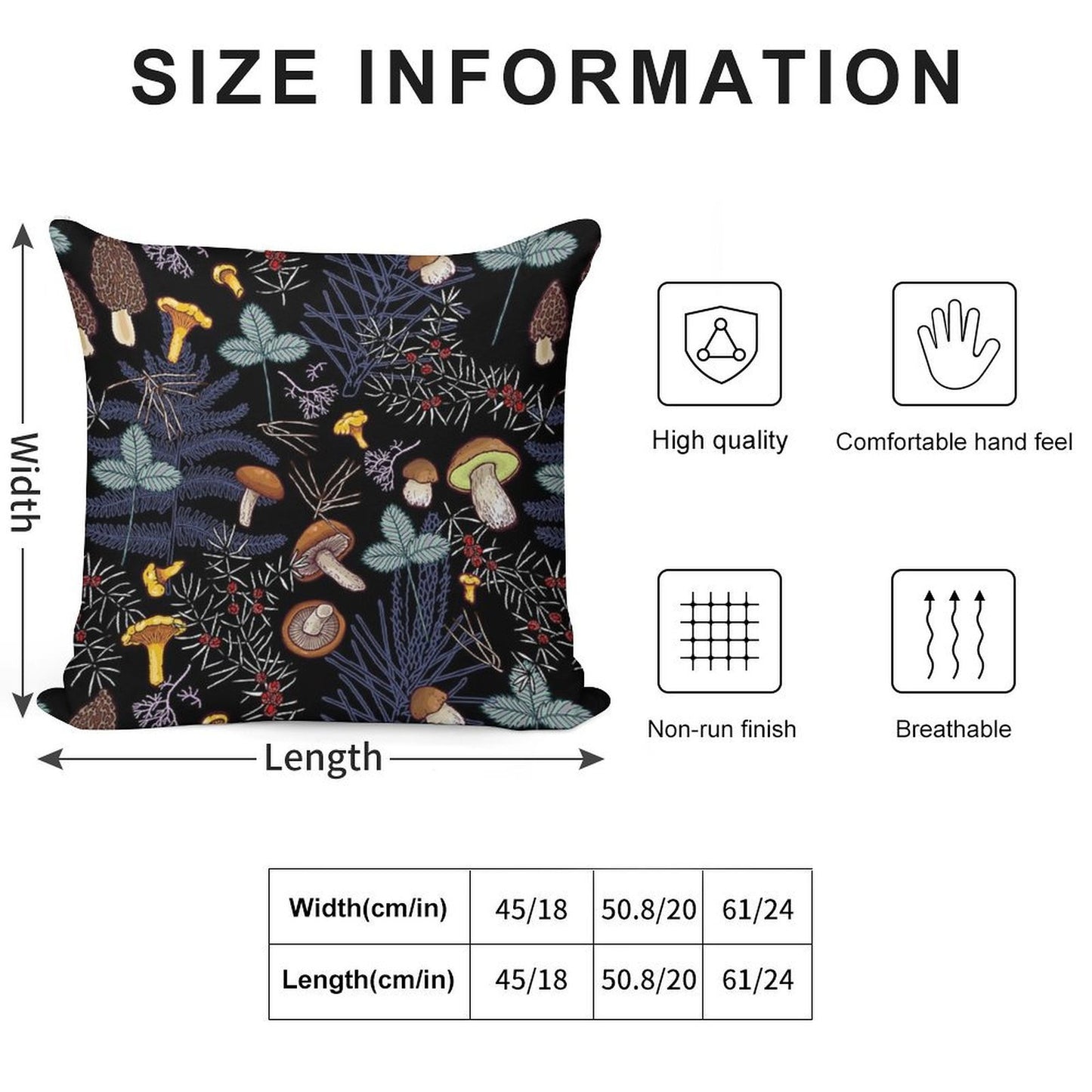 Dark Wild Forest Mushrooms Soft Anti-Pilling Throw Pillow