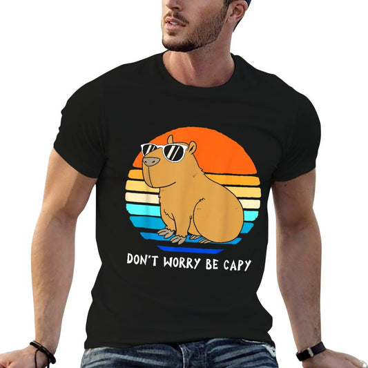 Retro Rodent Funny Capybara Dont Be Worry Be Capy Tagless Design T-Shirt
