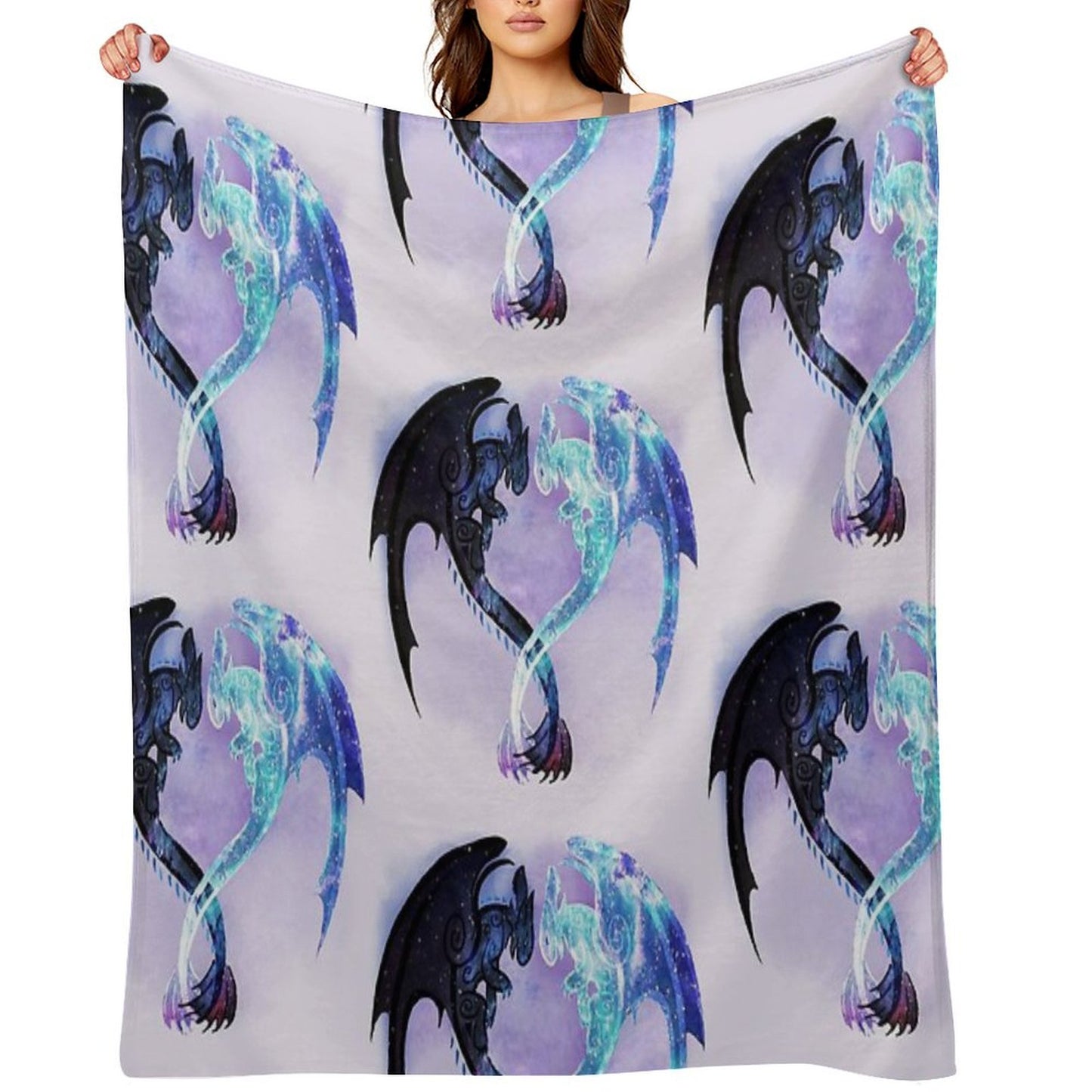 Dragon Heart Toothless And Light Fury Throw Blanket