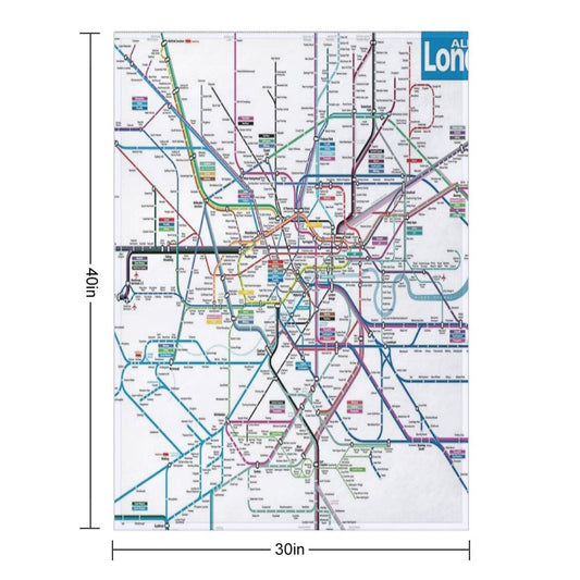 London AllRail Map Throw Blanket