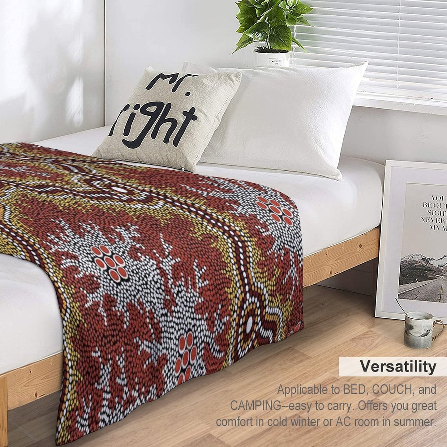 Authentic Aboriginal Art -  Mountains Throw Blanket