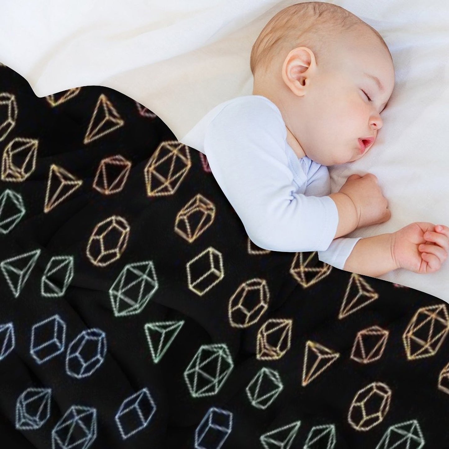 DnD Dice Rainbow on Black Pattern Throw Blanket