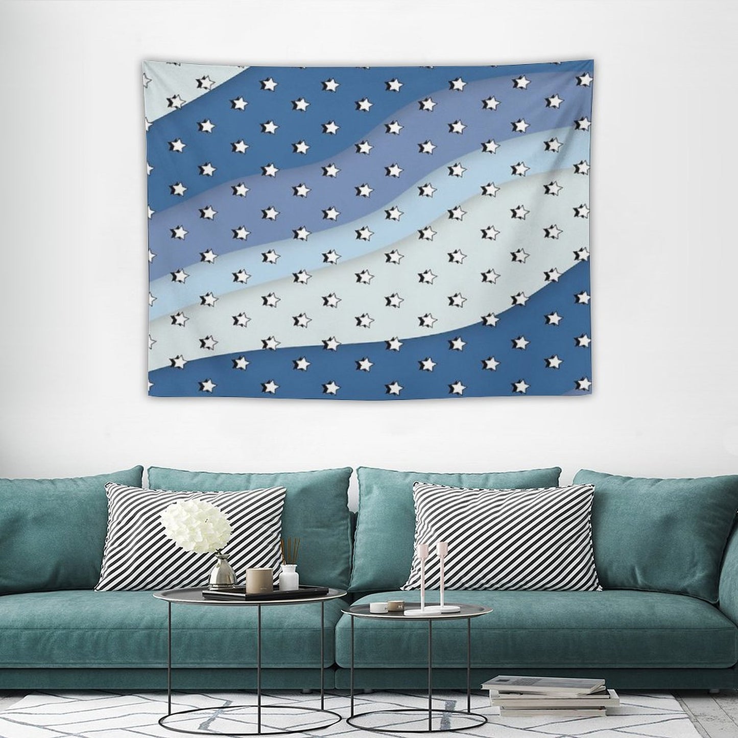Blue Waves VSCO Stars Tapestry