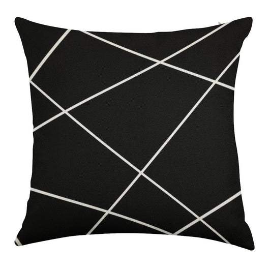Geometric Abstract - Black And White. Linen Throw Pillow Cover
