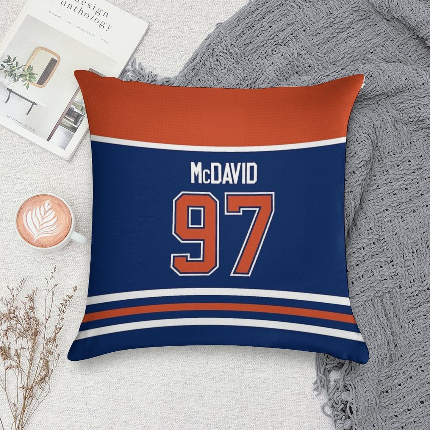 Edmonton Oilers Connor McDavid Home Jersey Back Phone Case Soft Fade-Resistant Throw Pillow