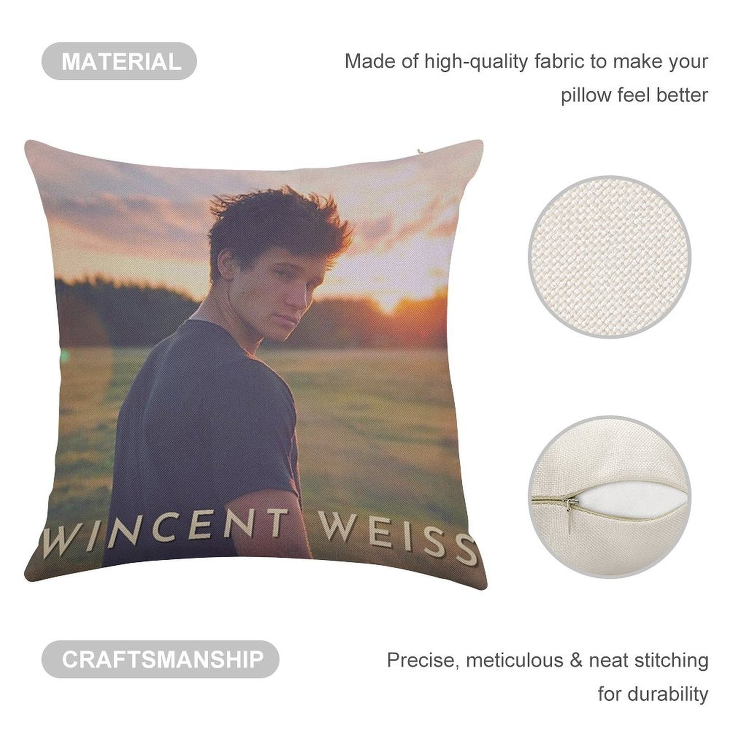 Wincent Weiss Vibes Linen Throw Pillow Cover