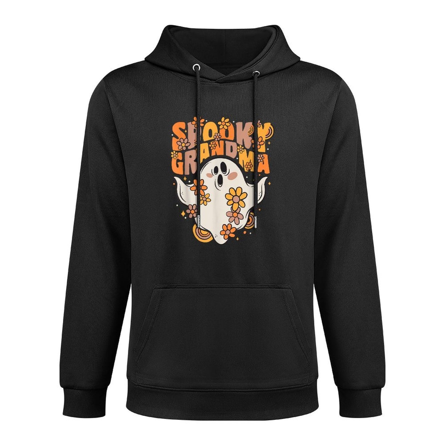 Spooky Grandma Groovy Ghost With Vintage Flowers Halloween Adjustable Hood Hoodie