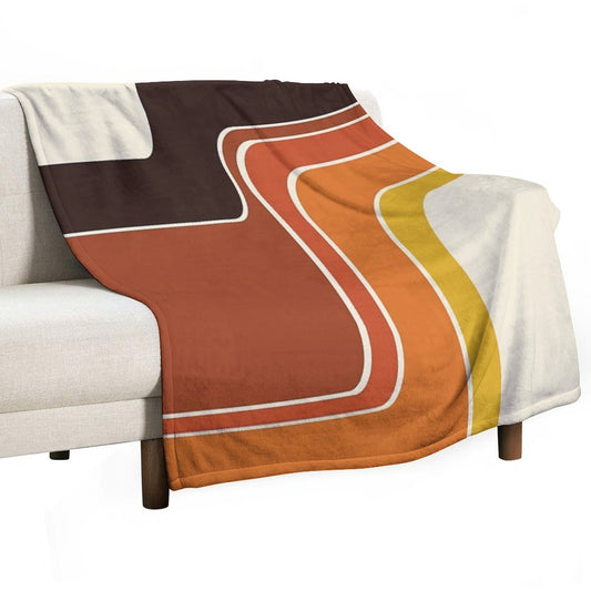 Retro Zig Zag Meets 1970s Orange Throw Blanket